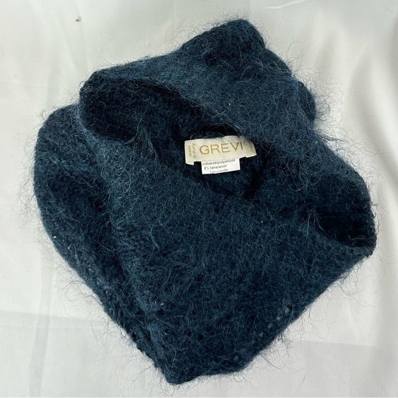 RARE - GREVI FIRENZE - Mohair/Wool - Knitted Black- Beanie Hat - Vintage - Italy - Picture 5 of 6